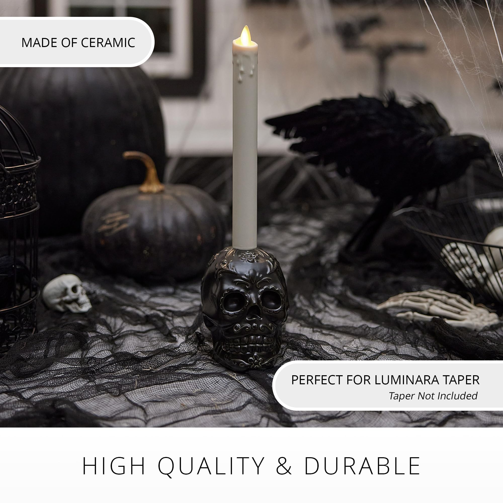 Amazon.com: Luminara Gothic Skull Candle Holder - Black 3.75